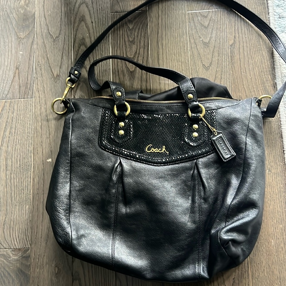 Coach Ashley Python Trim Purse Shoulder Bag Satchel Tote Like New #F20104.
